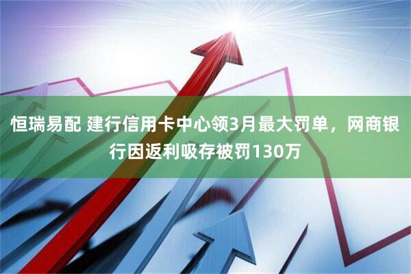 恒瑞易配 建行信用卡中心领3月最大罚单，网商银行因返利吸存被罚130万
